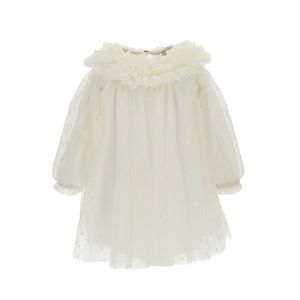 Monnalisa baby polka dot princess tulle dress cream 18M NEW